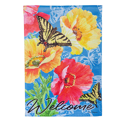 Bright Yellow Poppy Suede Garden Flag