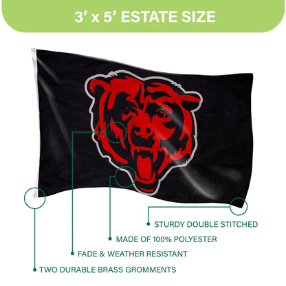 Chicago Bears Single Sided Estate Flag with 2 Grommets 3'x5'