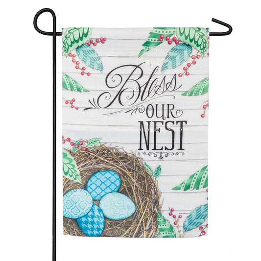 Bless This Nest Garden Burlap Flag