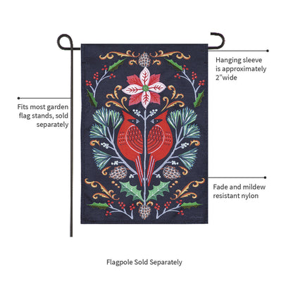 Cardinal Damask Burlap Garden Flag