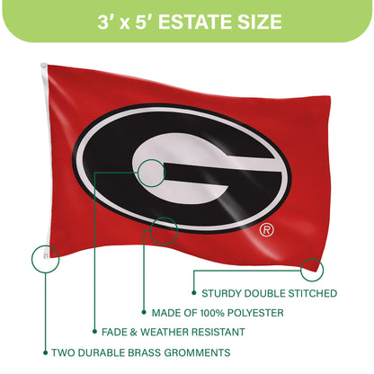 University of Georgia Single Sided Estate Flag with 2 Grommets, 3'x5'