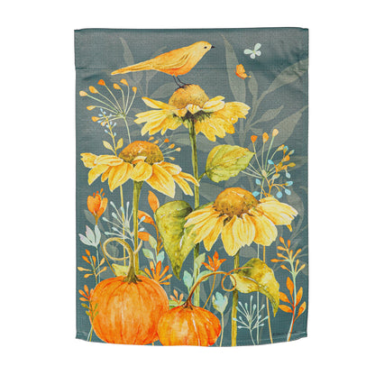 Yellow Finch and Sunflowers Suede Garden Flag