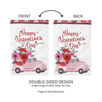 Valentine's Flower Truck Applique Garden Flag