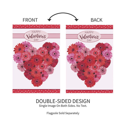 Floral Valentine's Heart Applique Garden Flag