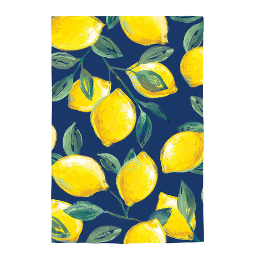Coastal Citrus Lemons Suede House Flag