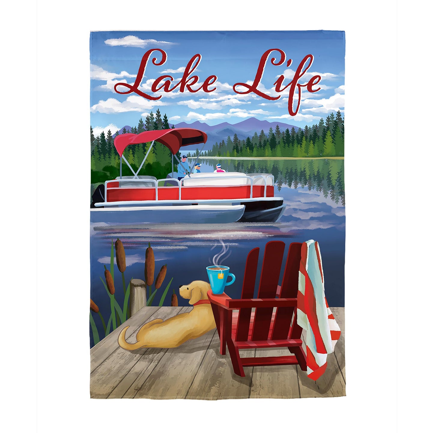 Relax You Are On Lake Time Applique House Flag