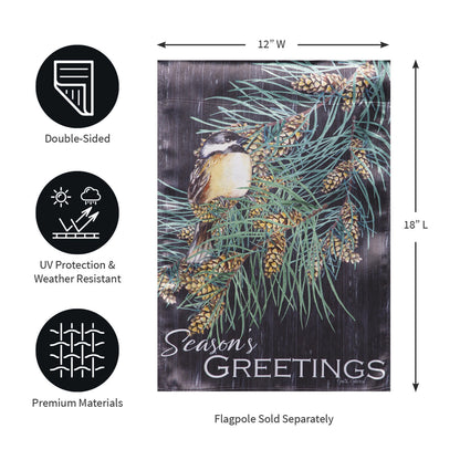Season's Greeting Bird Lustre Garden Flag