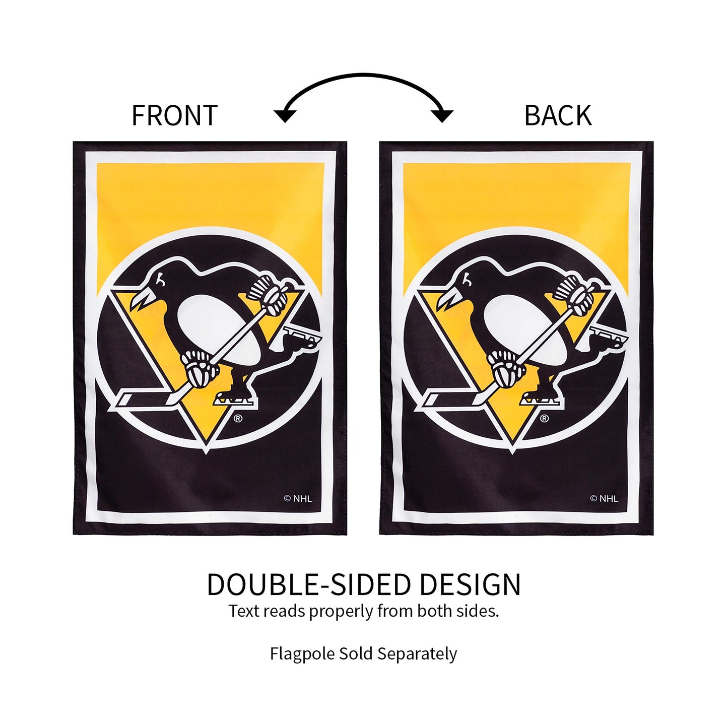 NHL Hockey Burlap House Flag, Pittsburgh Penguins