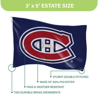 Montreal Canadiens Single Sided Flag with 2 Grommets, 3'x5'