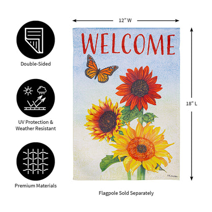 Sunflower Trio Suede Garden Flag