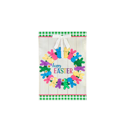 Colorful Bunny Wreath Garden Applique Flag