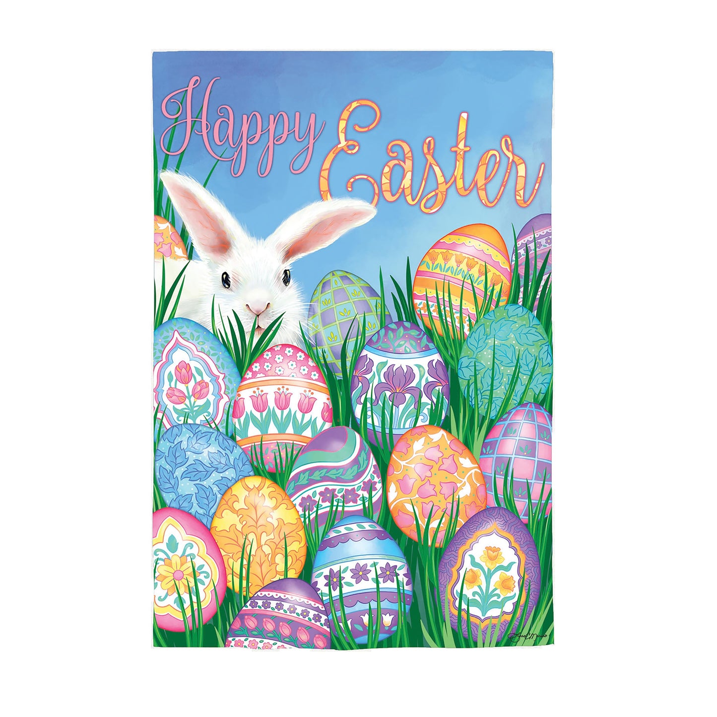 Happy Easter Multi Eggs Suede Garden Flag