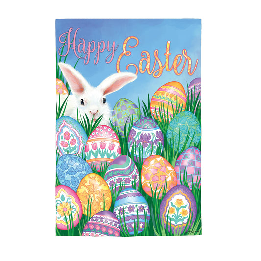 Happy Easter Multi Eggs Suede Garden Flag