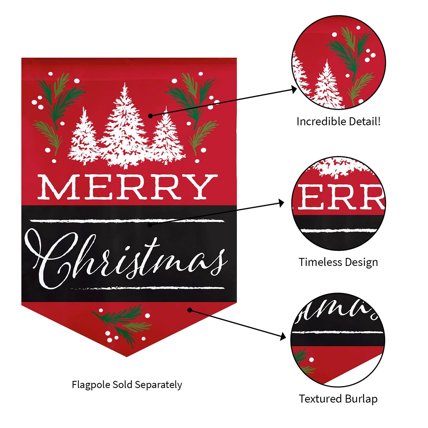 Merry Christmas Garden Burlap Flag