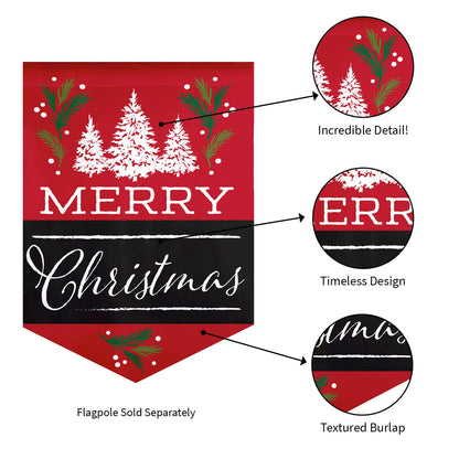 Merry Christmas Garden Burlap Flag