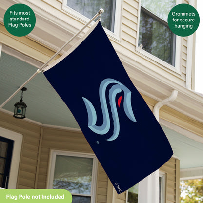 Seattle Kraken Single Sided Flag w/ 2 Grommets, 3'x5'