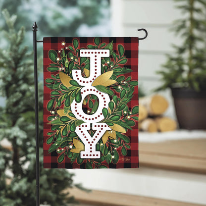 Holiday Joy Burlap Garden Flag