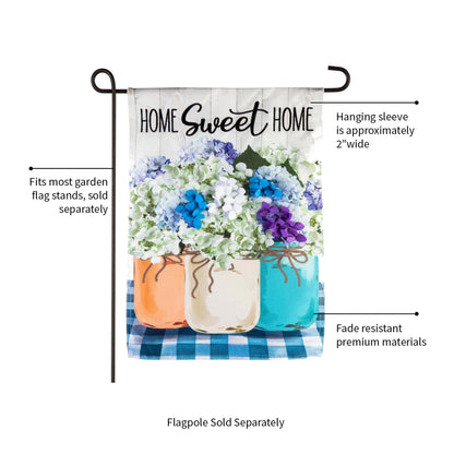 Hydrangea Mason Jars Garden Linen Flag