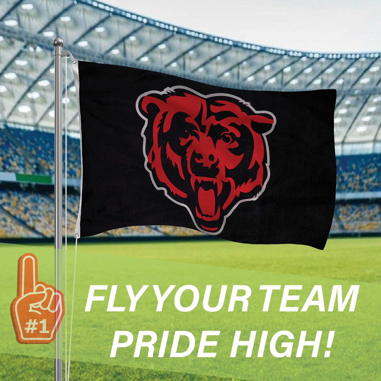 Chicago Bears Single Sided Estate Flag with 2 Grommets 3'x5'