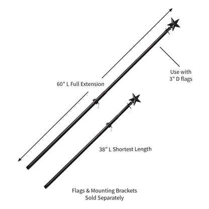 Star Metal Extendable House Flag Pole, Black