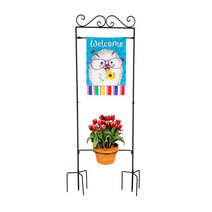 Potted Plant Garden Flag Stand