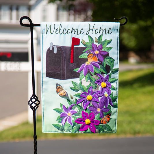 Home Clematis Mailbox Garden Linen Flag