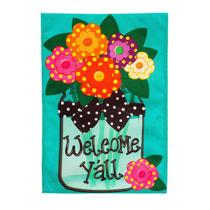 Welcome Y'all Burlap Garden Flag and Sassafras Mat Set (14B4181ECM+22001T+431272+43BM003)