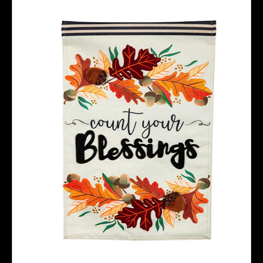 Count Your Blessings Garden Burlap Flag