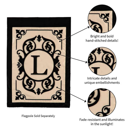 Cambridge Monogram Garden Applique Flag, Letter L