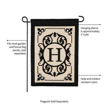 Cambridge Monogram Garden Applique Flag, Letter H