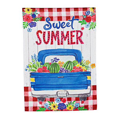 Sweet Summer Truck Garden Suede Flag