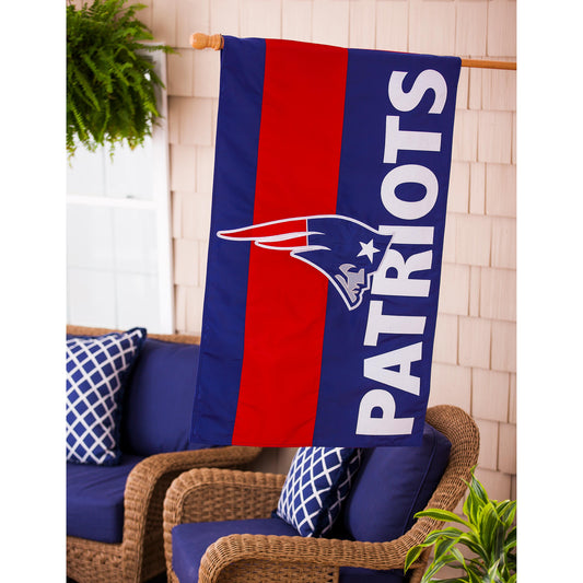 Double-Sided Embellished NFL Team Pride Applique House Flag, New England Patriots