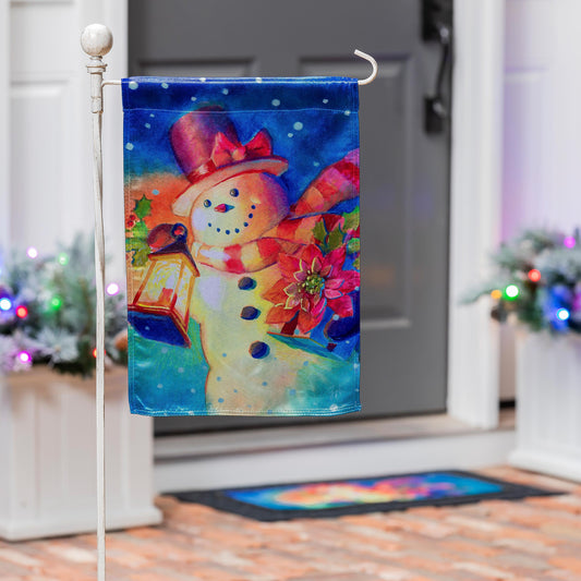 Lantern Snowman Lustre Garden Flag