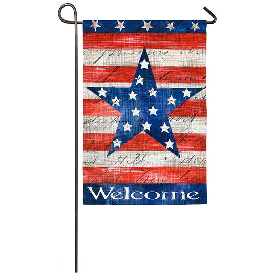 Patriotic Stripe & Star Garden Sub Suede Flag