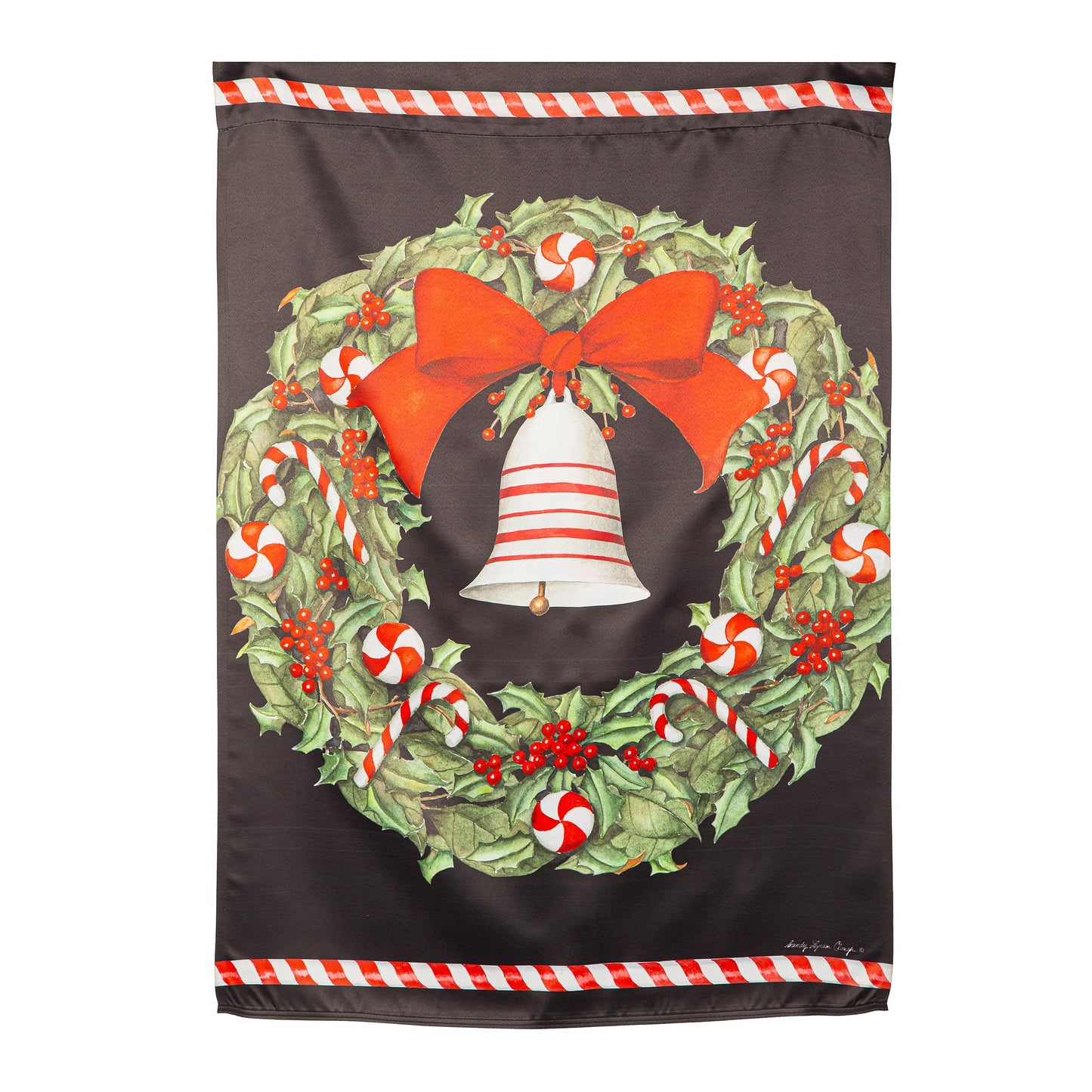 Christmas Bell and Wreath Suede House Flag