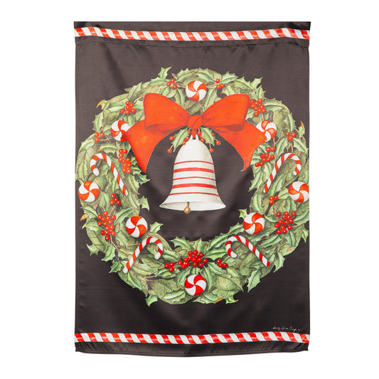 Christmas Bell and Wreath Suede House Flag