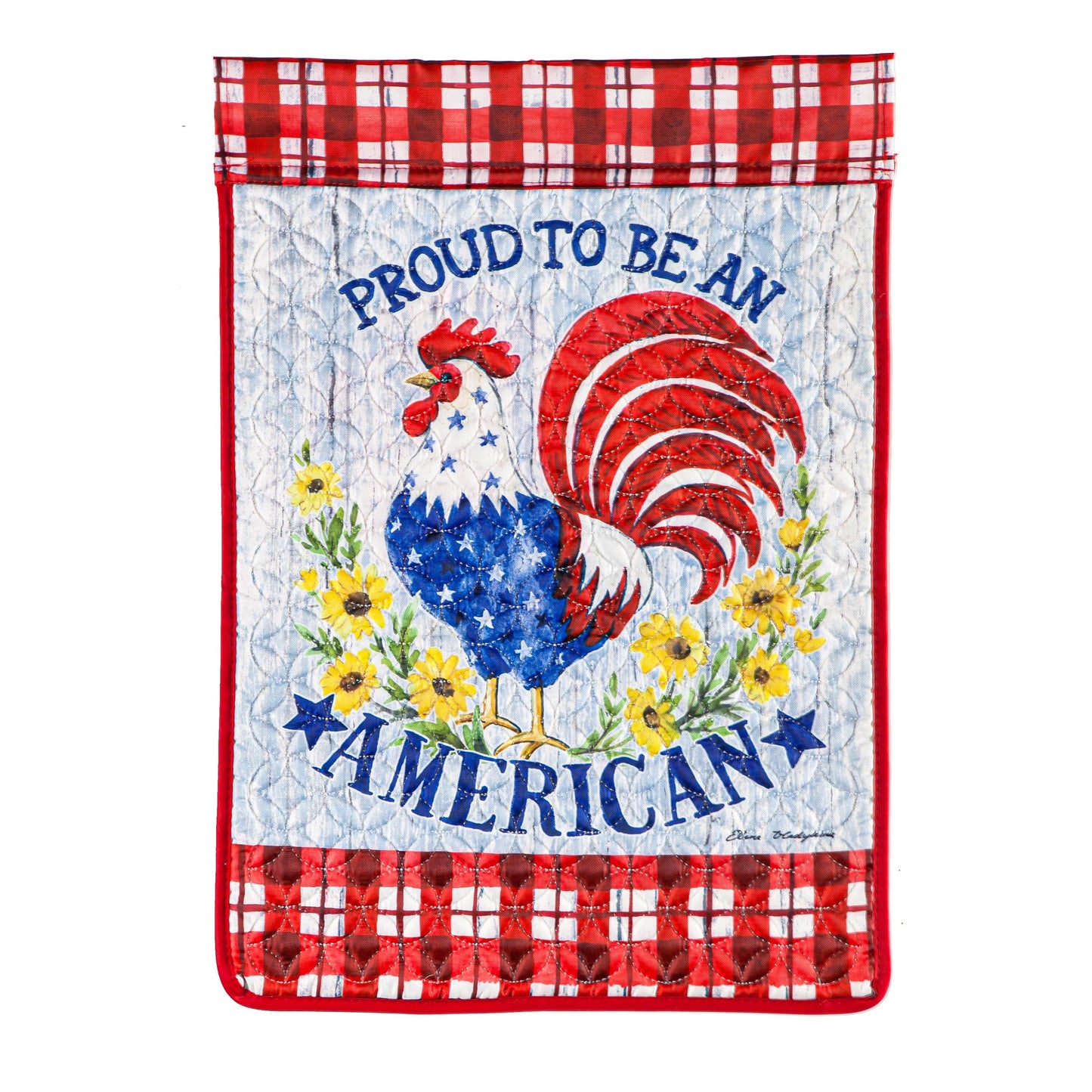 Proud to be an American Rooster Garden Quilted Flag