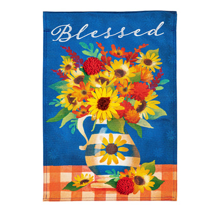 Blessed Floral Arrangement Garden Linen Flag