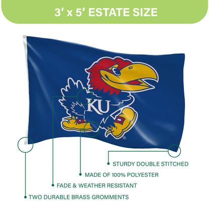 University of Kansas Single Sided Estate Flag with 2 Grommets, 3'x5'
