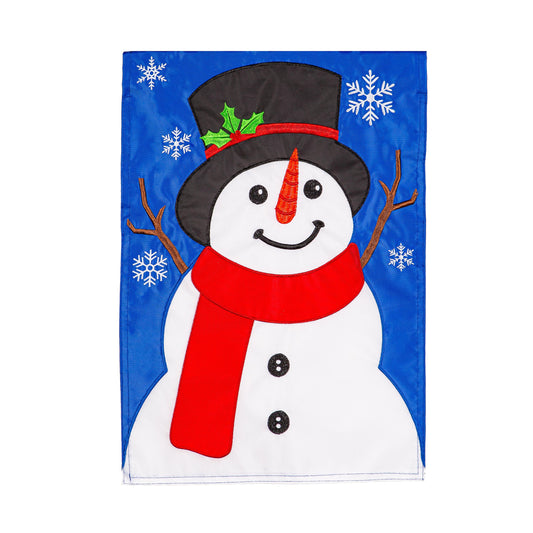 Snowman Welcome Basic Applique Garden Flag