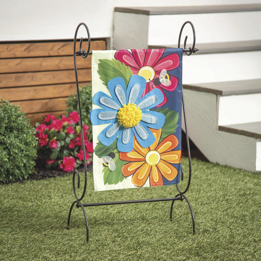 Spring Floral Applique Garden Flag
