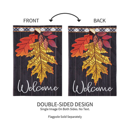 Welcome Autumn Leaves Garden Linen Flag