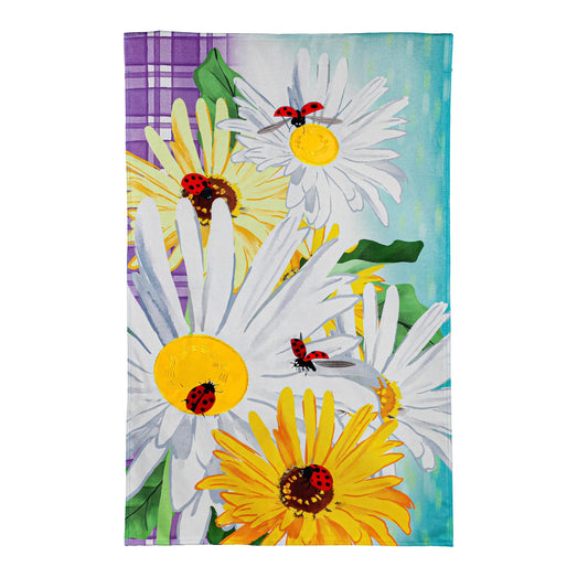 Daisy and Ladybug Field House Burlap Flag