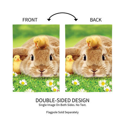 Bunny and Duckling Lustre Garden Flag