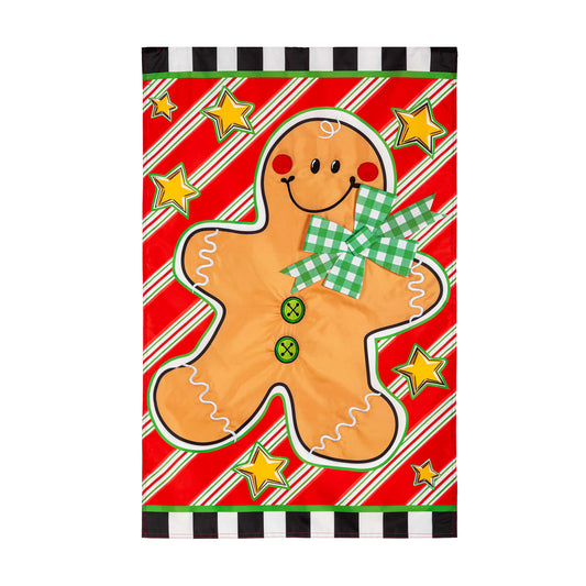 Patterned Gingerbread Man Applique House Flag