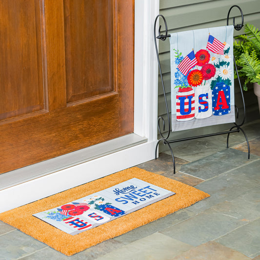 USA Mason Jars Garden Linen Flag