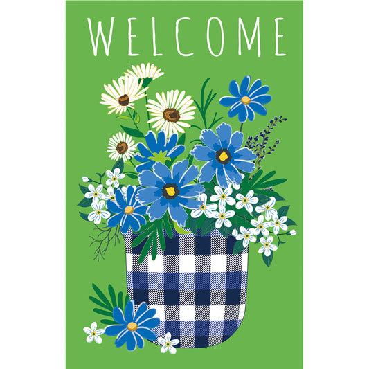 Plaid Flower Pot Garden Applique Flag