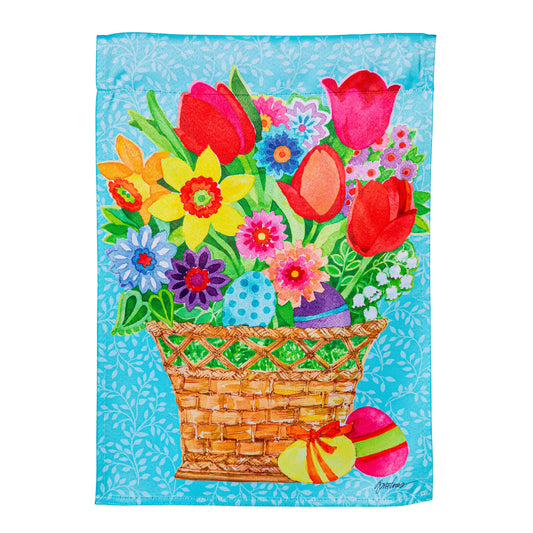 Spring Flowers Basket Suede House Flag