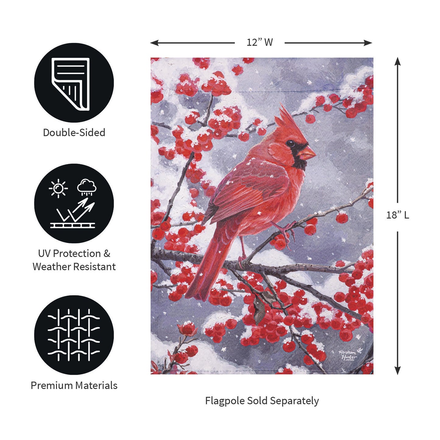 Red Cardinal Suede Garden Flag