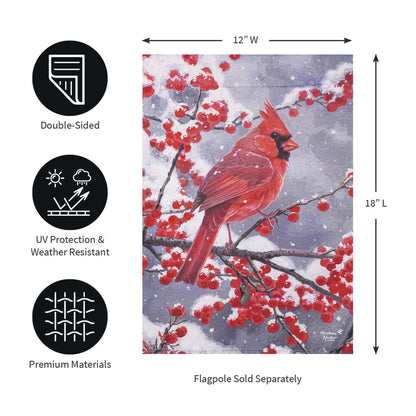 Red Cardinal Suede Garden Flag